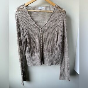 NORTHERN REFLECTIONS Crochet Cardigan Sweater Openwork Sheer Boho Y2K Festival M